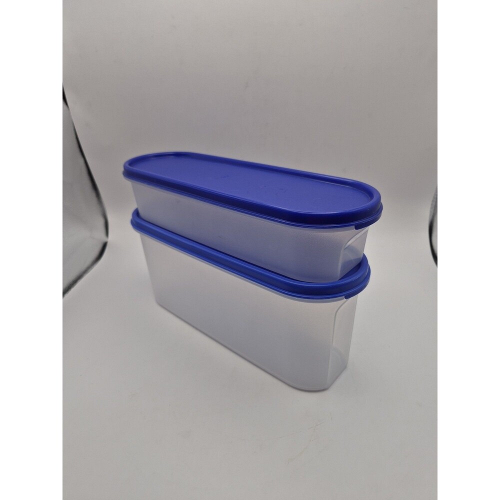 Tupperware Modular Mates Super Oval #1 and #2, Dark Blue Lids, Set of Two (2)